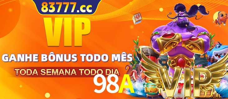 Banner promocional do 98A oferecendo 100% de recompensas adicionais contínuas para quem fizer o login diário (Daily sign-in), com um mascote de coelho.